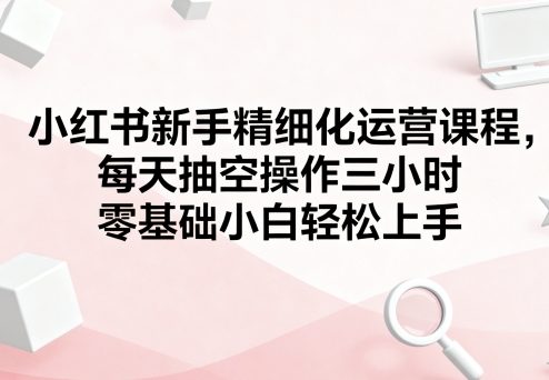 小红书新手精细化运营课程，每天抽空操作三小时，零基础小白轻松上手-晓有财道