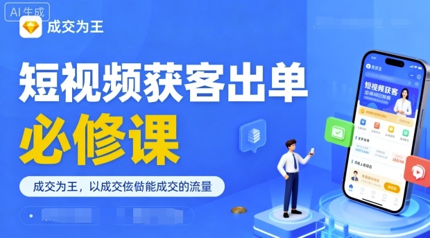 短视频获客出单必修课，成交为王，以成交为导向，直接做能成交的流量-晓有财道