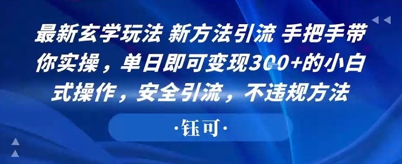 最新玄学玩法新方法引流手把手带你实操，单日即可变现3张+的小白式操作，安全引流，不违规方法-晓有财道