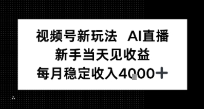 视频号新玩法AI直播，新手小白当天见收益，月入4k+-晓有财道
